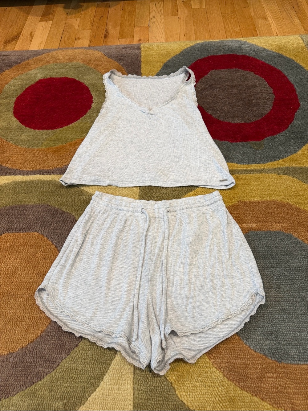Gilly Hicks Sydney Pajama Set Shorts Tank Top Grey Ribbed Lightweight XS / S